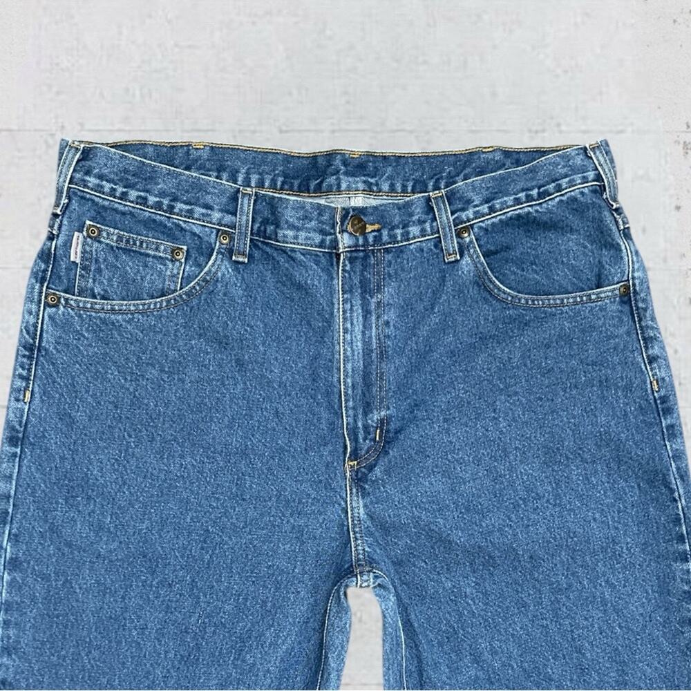 Carhartt Relaxed Fit Denim Blue Jeans Mens 40X32 Work 817 DST - Picture 3 of 10